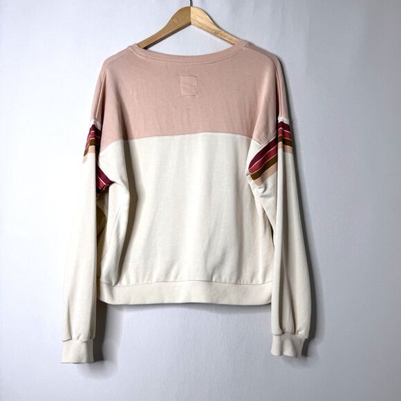 Rip Curl Womens Medium Raglan Crew Two-Toned Pullover Sweatshirt Retro Striped - Picture 2 of 5